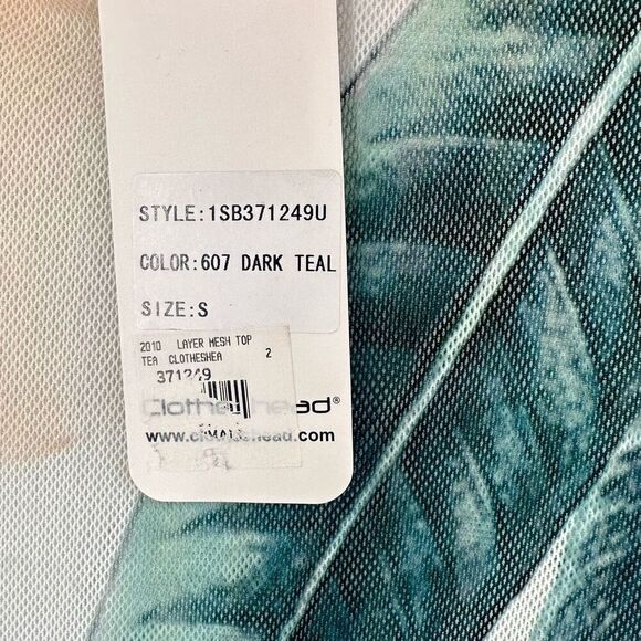NWT Clotheshead Layered Mesh Sleeveless Tropical Floral Top Small White Green - Picture 12 of 12